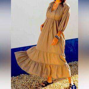 Mersea Birdie Cotton Tiered Maxi Dress